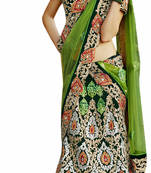 Designer Velvet Fabric  Green Colored Embroidered Lahenga Choli