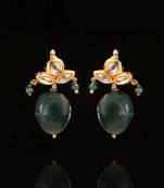 Kundan And Emeral Green Studs