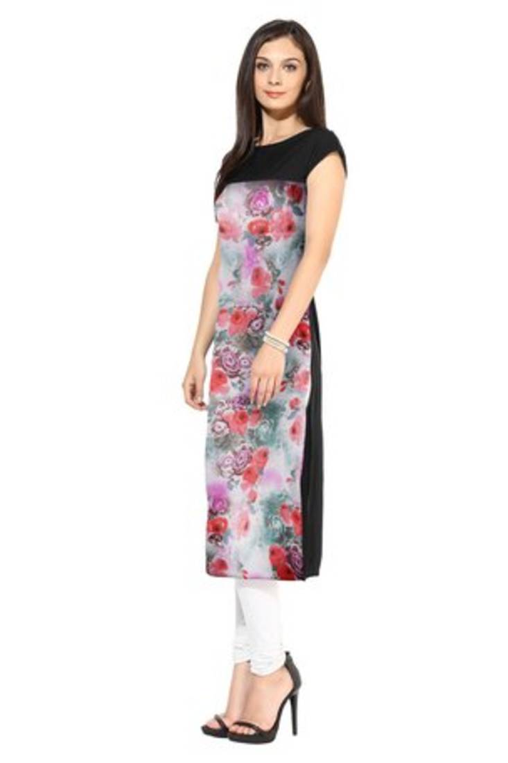 multicolor Faux Crepe printed kurti