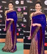 Deepika Padukone Iffa Award 2015 Blue Saree 1102