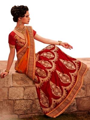 Red Net Embroiderred Bridal Lehengas 1