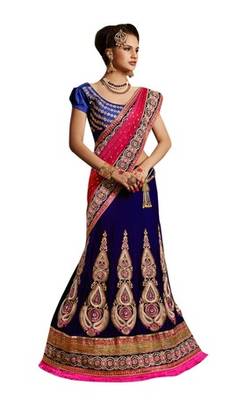Blue Net Embroiderred Bridal Lehengas 2