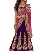 Purple Net Embroiderred Bridal Lehengas