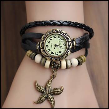 Morcrest Black Leather Charms Watch 1
