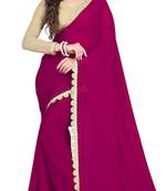 dark rani pink plain georgette saree with blouse