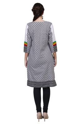 White Cotton Printed Kurti 4