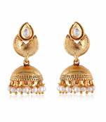 Gold Finishing Ethnic White Kundan Designer Jumki