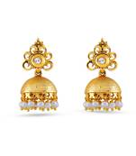 Designer Golden Jhumki Pota Stone Work Design Earrings