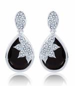 Black Stone Rhodium Finishing Designer Dangle Earrings
