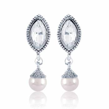 Gold Finishing White Pearl Drop Earrings 1