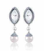 Gold Finishing White Pearl Drop Earrings