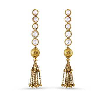Design Long Fancy White Dangle Earrings For Stylish Look In Party 1