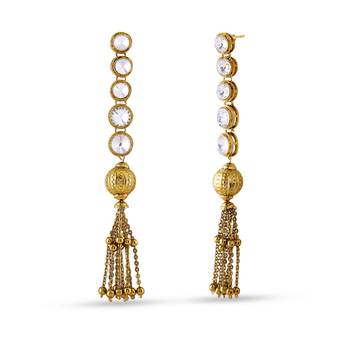 Design Long Fancy White Dangle Earrings For Stylish Look In Party 2