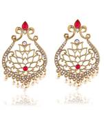 Fancy Pink Kundan Adorable Gold Finishing Design Dangle Earrings
