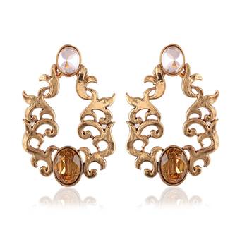 Fancy Golden Stone Designer Dangle Earrings For Party Wear 1