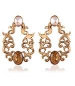 Fancy Golden Stone Designer Dangle Earrings For Party Wear