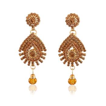 Fancy Lcd Roll Chain Stone Work Design Dangle Earrings 1