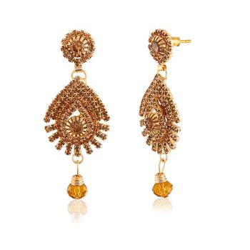 Fancy Lcd Roll Chain Stone Work Design Dangle Earrings 2