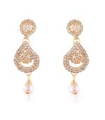 Fancy White Roll Chain Stone Work Design Dangle Earrings