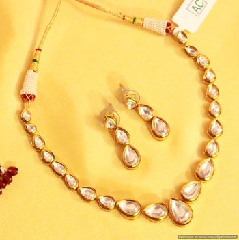 kundan single line necklace