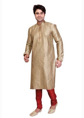 Grey Polysilk Maroon Poly Silk Resham Kurta Pyjama 1