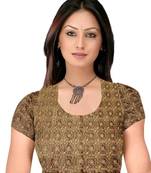 Golden embroidery cotton unstitched blouse
