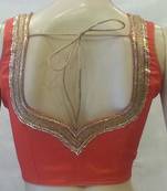 Red handwork blouse. dupion silk stitched blouse