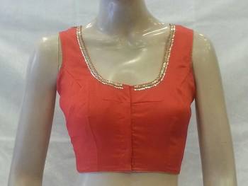 Red handwork blouse. dupion silk stitched blouse 2