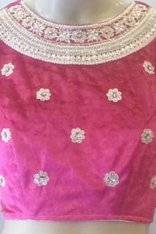 Classy pink velvet blouse.Handwork Velvet stitched blouse