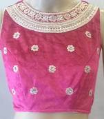 Classy pink velvet blouse.Handwork Velvet stitched blouse
