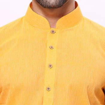 Men's Handloom Yellow Kurta Pyjama 5