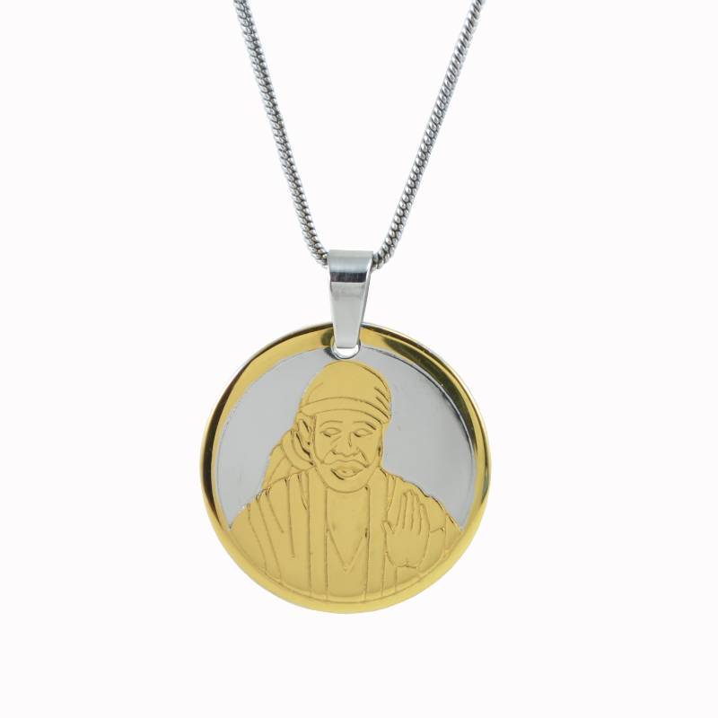 Shirdi Sai Baba 24K Yellow Gold Plated Pendant And Silver