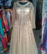 Golden color party wear Indo-western anarkali dress
