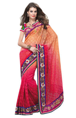 Pink Embroidered Georgette Saree With Blouse 1