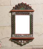 Warli Painting On Large Wooden Mirror