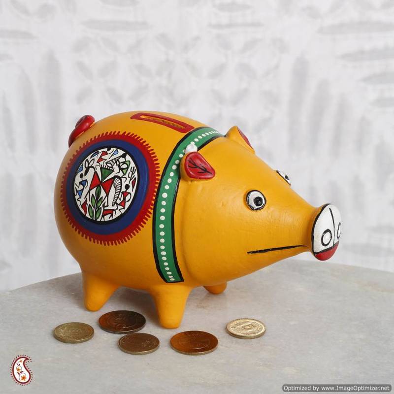 Hand Painted Piggy Bank Made Of Terracotta