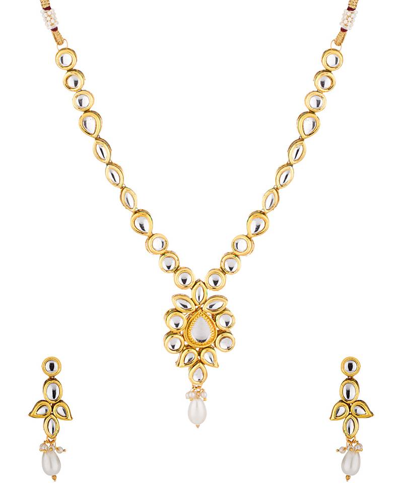Gold Toned Necklace Set Glittering With Cz Sparkles Voylla 964551