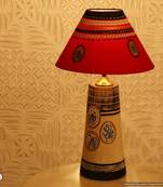 An Elegant Hand Painted Lampshade  In Terracotta