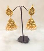 beautiful golden jhumke with pearls at bottom