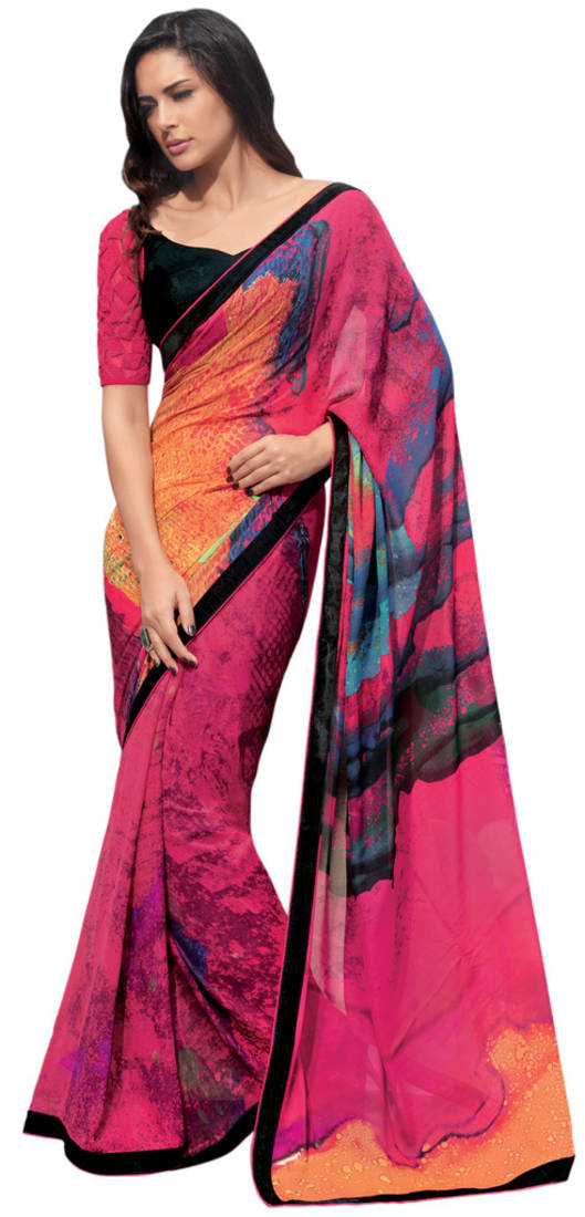 Georgette Chiffon Chiffon Party Wear Saree On Amazon Embroidery