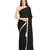 Black printed faux georgette saree with blouse