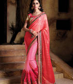 pink embroidered chiffon saree with blouse