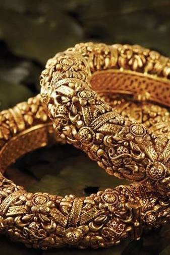 Classy Looking Gold Studded Bangle Pair