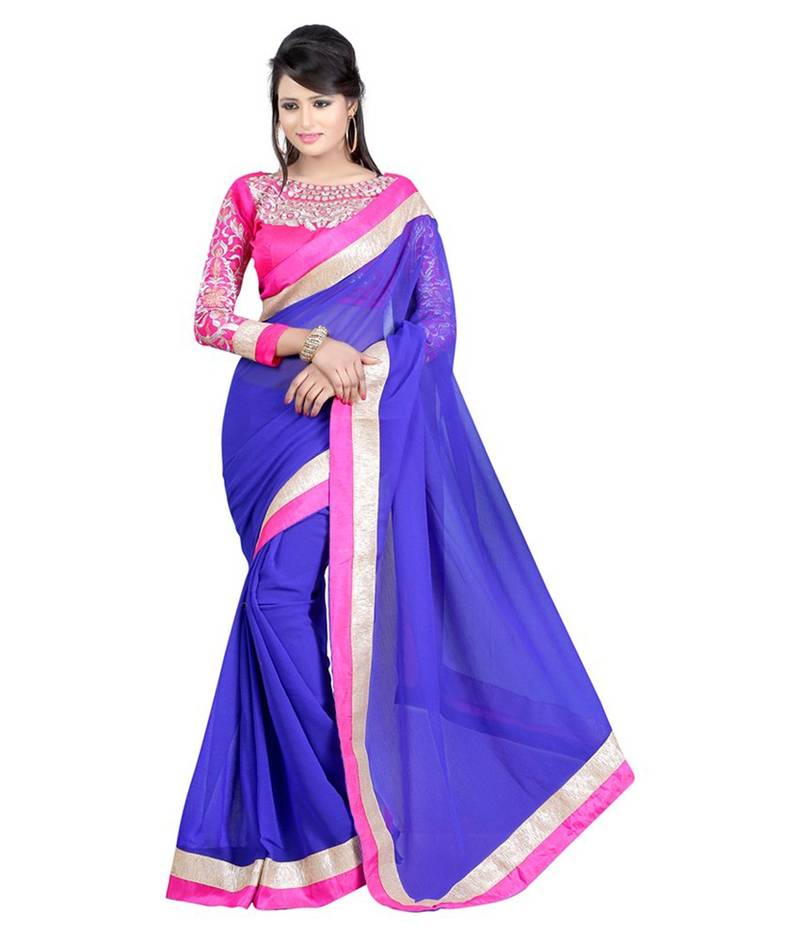 contrast blouse for light blue saree