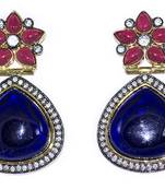 Royal Blue Ruby American Diamond Setted Danglers