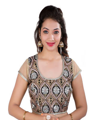 Multicolor embroidered silk blouse 1
