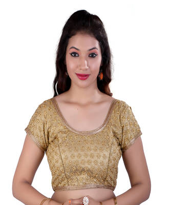 Gold embroidered net blouse 1