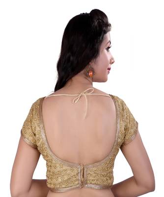 Gold embroidered net blouse 2