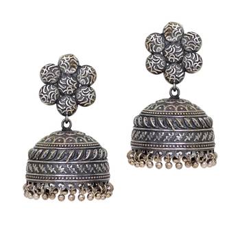 Oxidised Black Metal Jhumka Fashion Earring Jewellery 1
