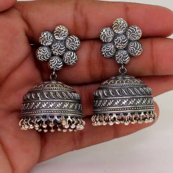 Oxidised Black Metal Jhumka Fashion Earring Jewellery 2